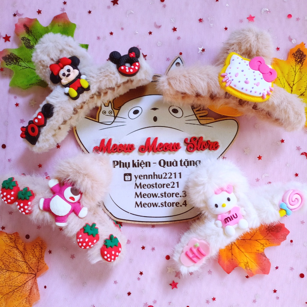 ❣️Có Ảnh MeowMeow❣️ Hơn 30 Mẫu Kẹp Tóc Phủ Lông Mịn Gắn Charm- Kẹp Tóc Càng Cua Phủ Lông- Kẹp Tóc Lông Gắn Charm❣️