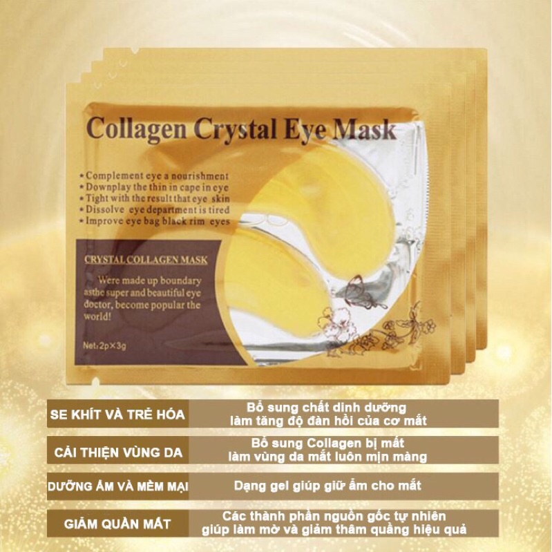 Mặt nạ mắt hàng Nội địa Trung, Mặt nạ dưỡng ẩm và làm mờ thâm quầng mắt Collagen Crystal Eye Mask