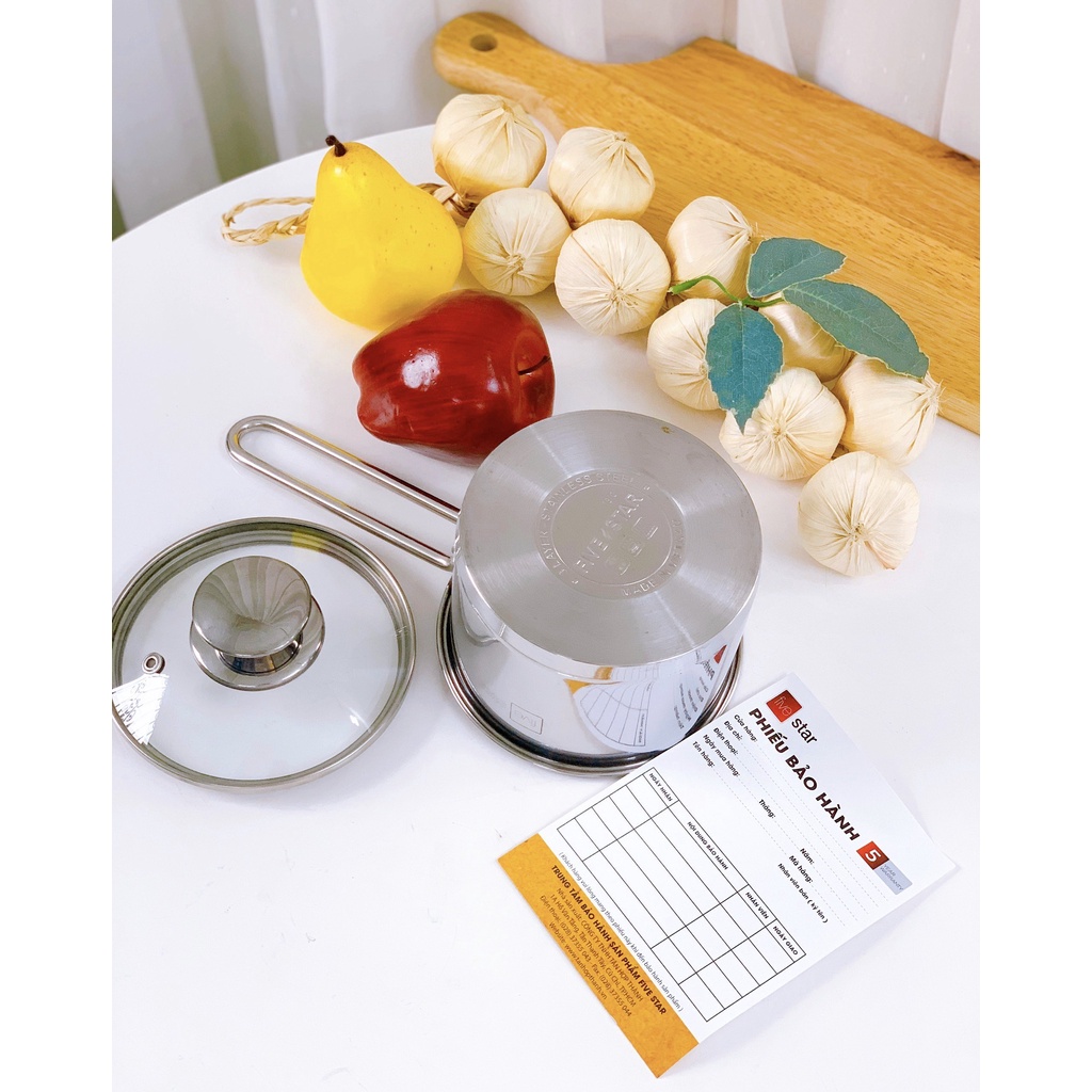 [ BẢO HÀNH 5 NĂM] Nồi/Quánh Chống Dính Nấu Cháo Bột 3 Đáy Từ Inox 430 Fivestar (12cm/14cm) Babibu
