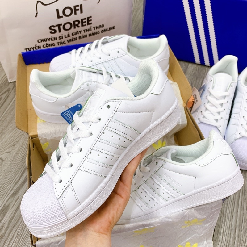 (Video cận cảnh) Giày thể thao sneakers super star sọc trắng, Giầy thể thao trắng full