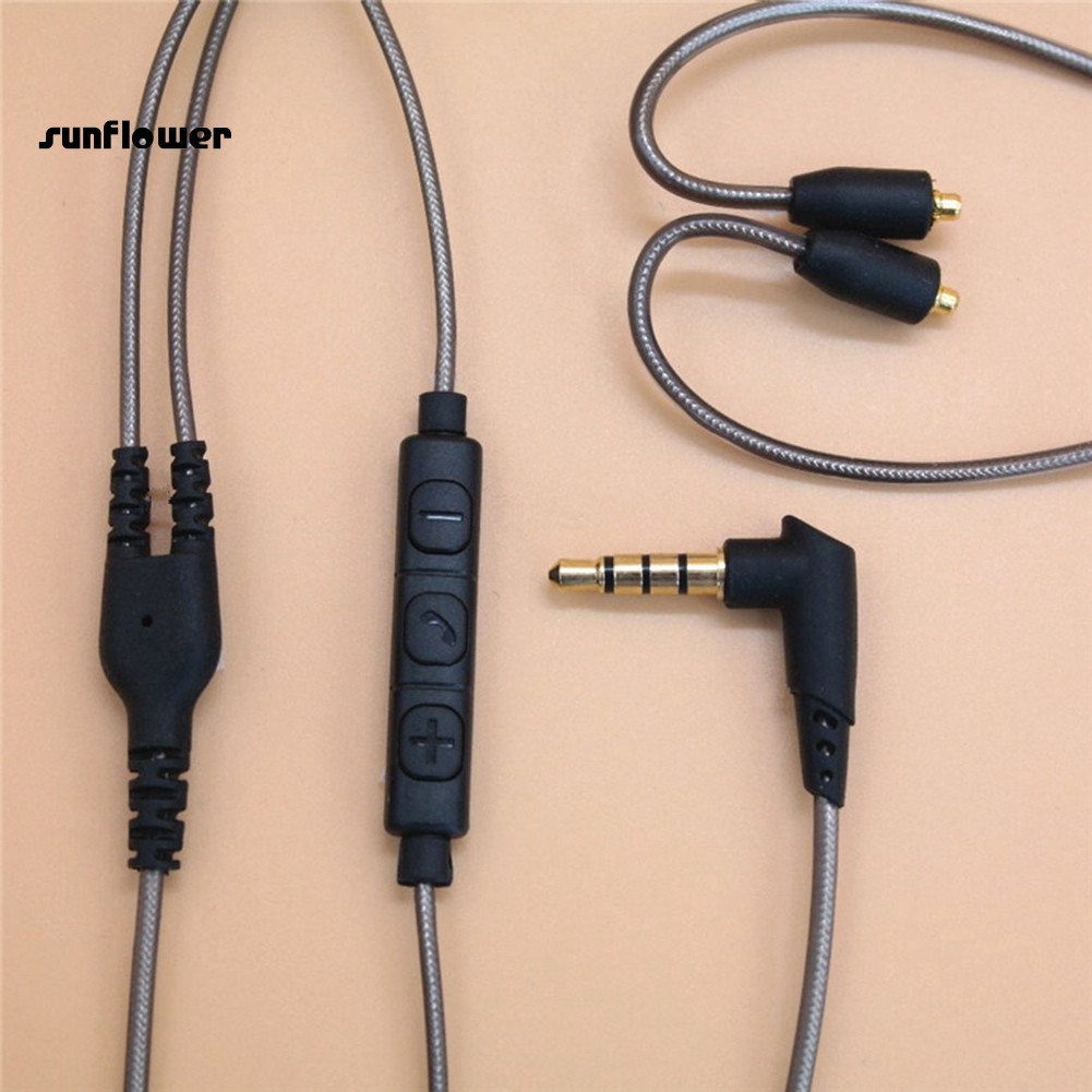 Cáp tai nghe MMCX tích hợp mic và điều chỉnh âm lượng cho Shure SE215 SE315 SE535