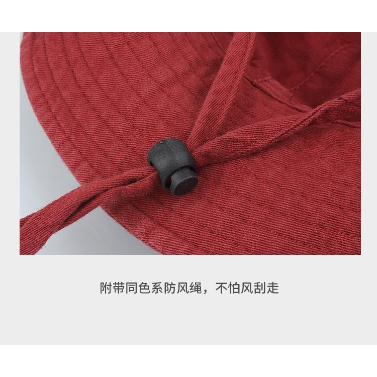 Nón Tai Bèo Vành Rộng Vải Cotton Phối Dây Rút Thời Trang Cao Bồi Phương Tây Cá Tính Cho Nam Nữ