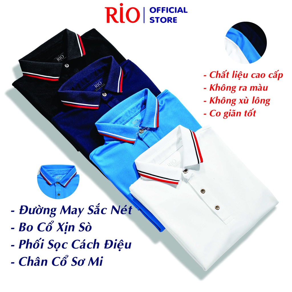 Áo Thun Nam, Áo Phông Nam Có Cổ, Cổ Trụ Tay Ngắn RIO thun cotton cao cấp dày dặn thoáng mát polo trơn hàng hiệu đẹp RIO5 | BigBuy360 - bigbuy360.vn