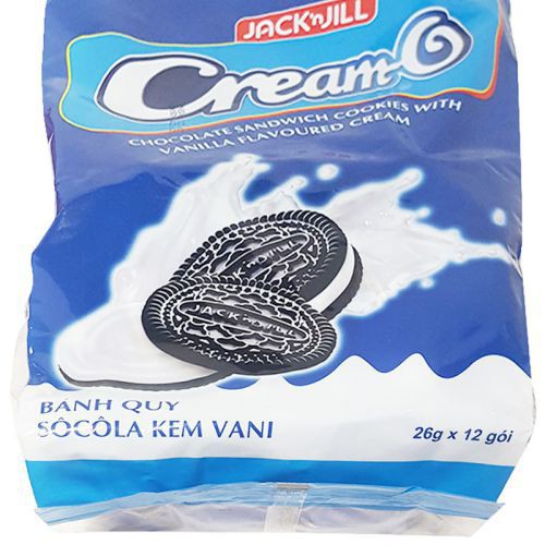 Bánh Quy Socola Cream-O Jack N' Jill Nhân Kem Vani (Túi 12 gói) hsd 2021