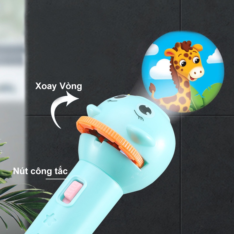 Đèn Pin Động Vật chiếu 40 Hoạt Hình Trái Cây, Động Vật, Cho Bé - Đồ chơi học tập và giải trí