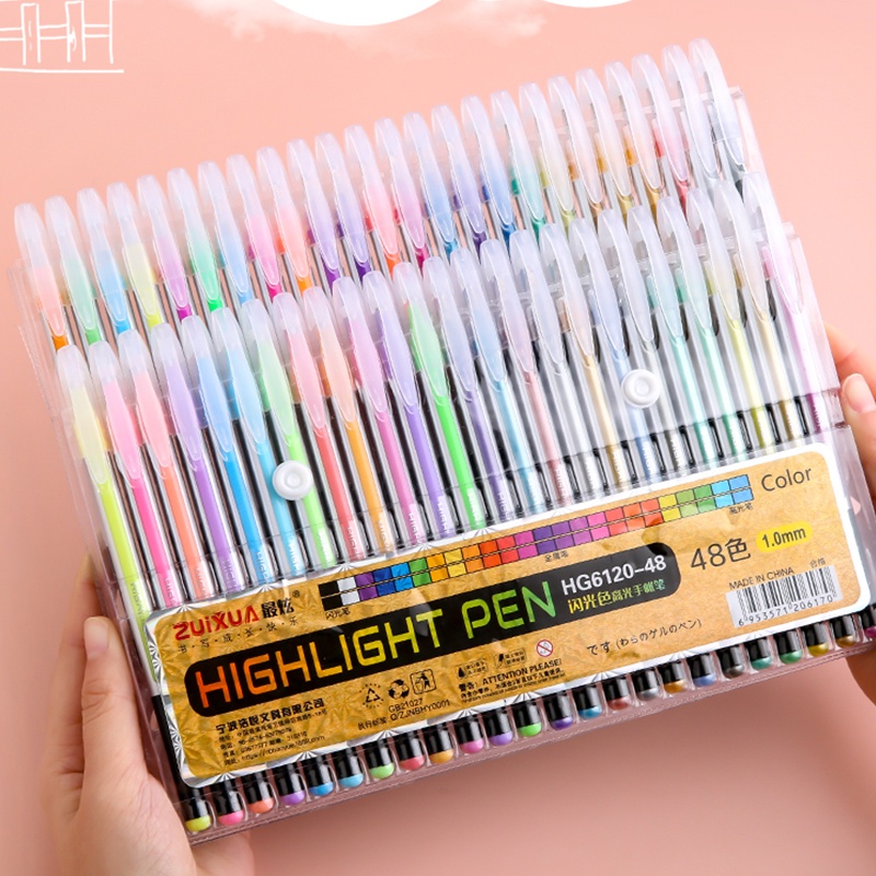 Bút Gel 48 Màu Sắc Bắt Sáng Dành Cho Học Sinh