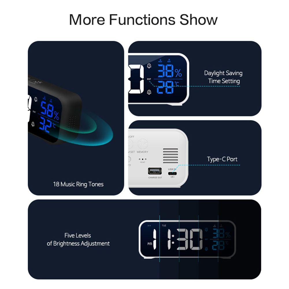 GOGOUP Đồng Hồ Điện Tử Màn Hình LED Có Cổng Sạc USB Dùng Trang Trí Nhà / Văn Phòng