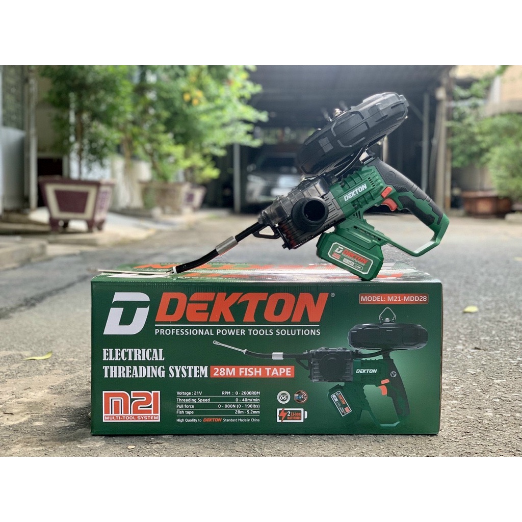 Máy Rút Dây Điện Dekton / Chân Pin Phổ Thông Makita / Motor Brushless /  28M Dây / Max Tải Kéo Tối Đa 90Kg