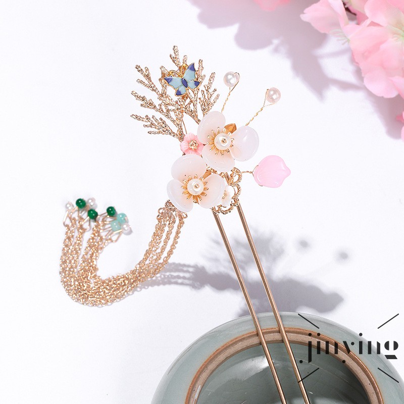 GETNOIVAS 1 Set Phụ Kiện Trang Trí Tóc Cho Cô Dâu Kiểu Trung Quốc