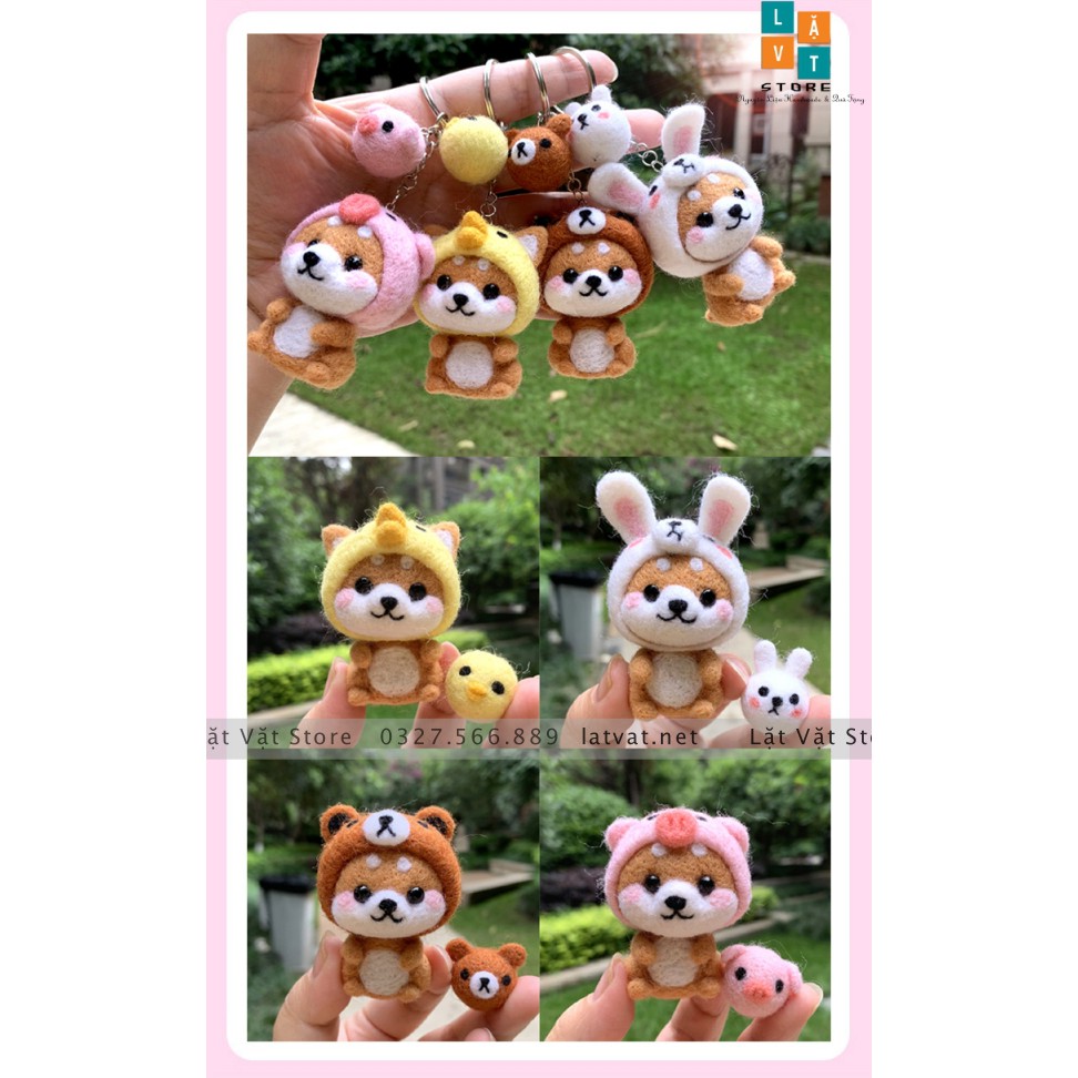 Len chọc có hướng dẫn 8 BABY SHIBA, chọc len thật dễ dàng, NEEDLE FELTING BABY SHIBA, món quà handmade ý nghĩa