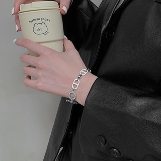 Lắc Tay Unisex Teapear Inox Phối Xích Chuỗi Hình Pig Nose Phong Cách Hàn Quốc