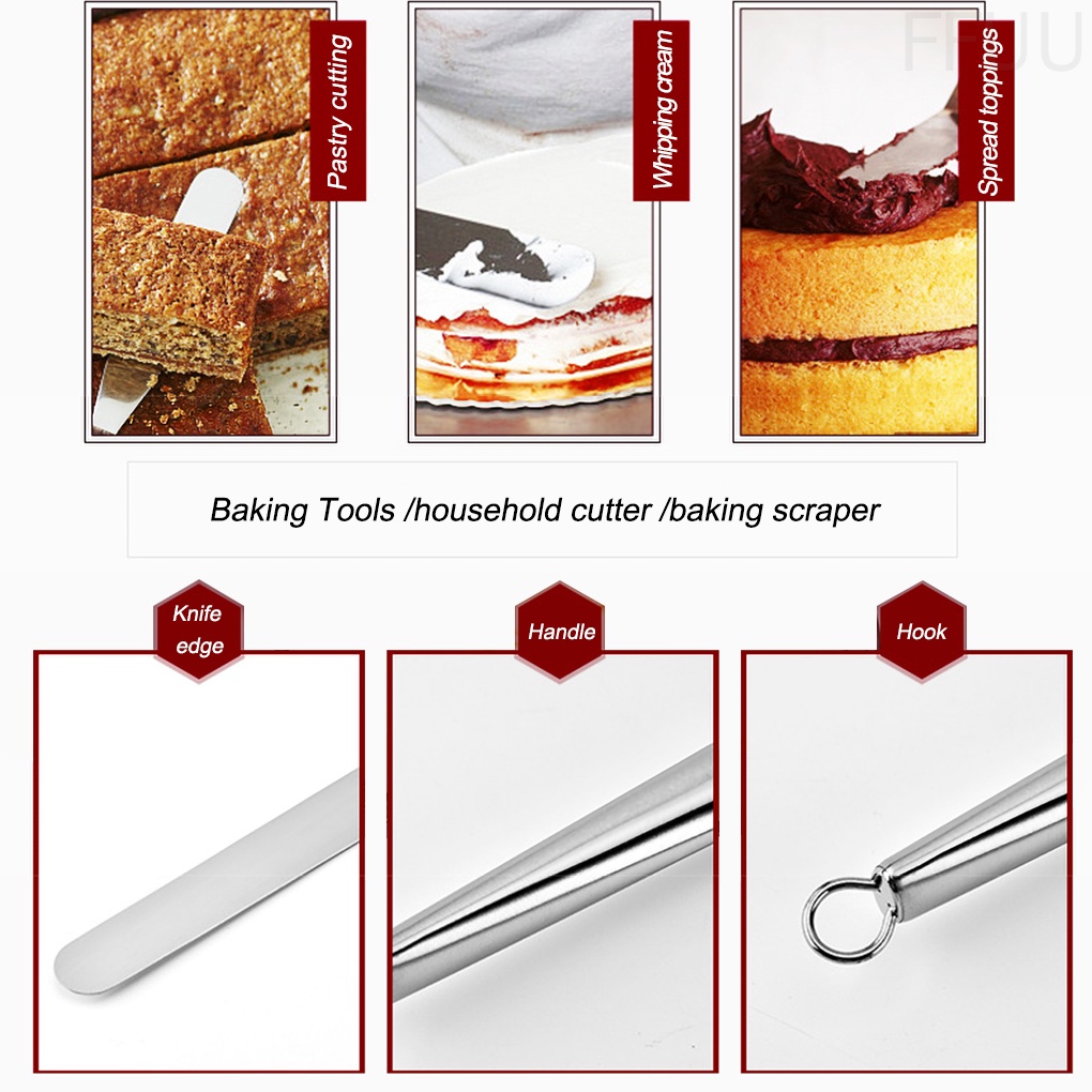 Dụng cụ chà láng bánh kem bằng thép không gỉ với tay cầm dài 6 inch FF86