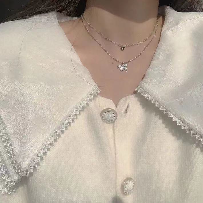 Dây Chuyền Hợp Kim Hình Bướm Đính Đá Lấp Lánh Sang Trọng Dành Cho Nữ