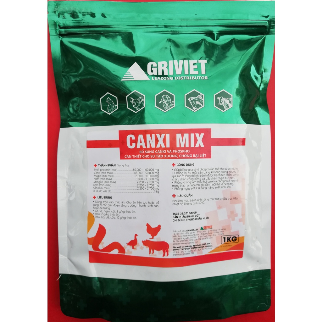 1kg CANXI MIX Bổ sung canxi và Phospho Cần thiết cho sự tạo xương, chống bại liệt.