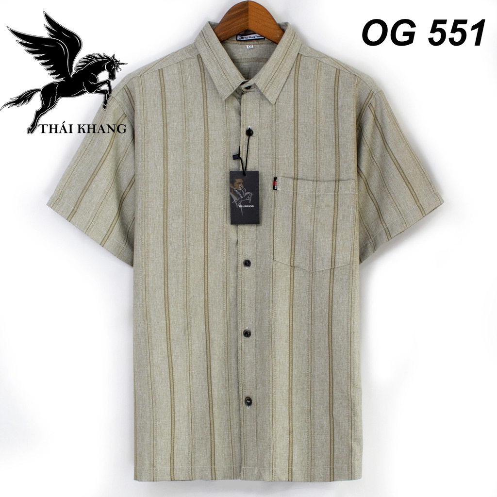 áo sơ mi nam trung niên ngắn tay vải đũi cổ trụ cao cấp loại áo sơ mi nam ngắn tay form rộng OG55 | BigBuy360 - bigbuy360.vn