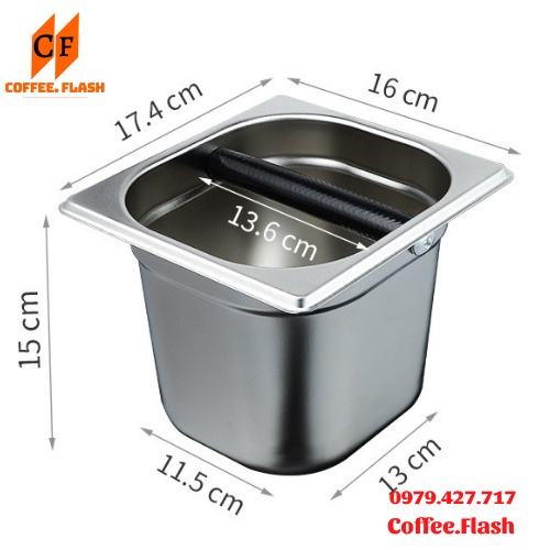 Hộp đập bã cà phê inox- ca đánh bã cà phê inox