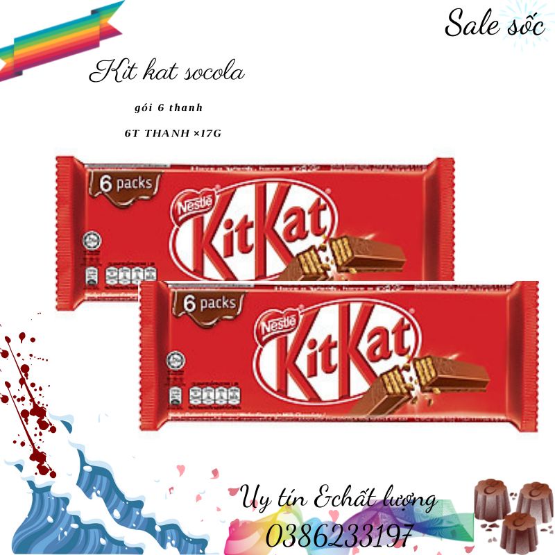 Combo 2 Gói Kitkat phủ socola gói 6 thanh (6 thanh ×17g)