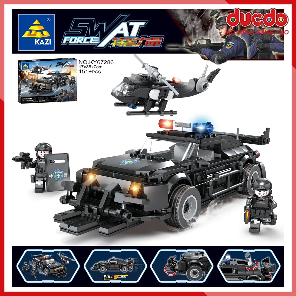 KAZI KY 67286 Lắp ghép xe đặc nhiệm cảnh sát SWAT - Đồ chơi Xếp hình lính Mô hình Mini Minifigures Army