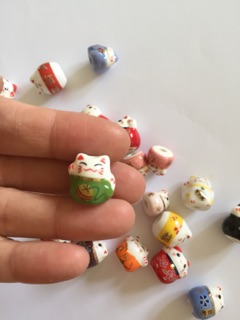 Mèo gốm thần tài đủ màu set 5 mèo