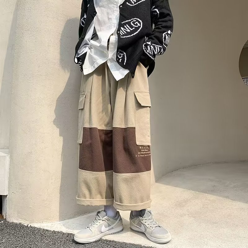 Quần Dài Dáng Rộng Phối Túi Lớn Thoải Mái Phong Cách Hip Hop Nhật Bản Cho Nam size M-3XL