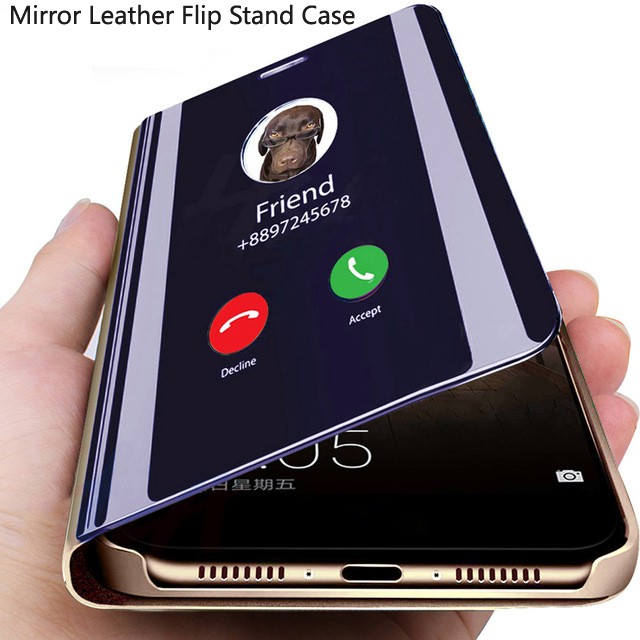 Ốp điện thoại nắp lật tráng gương cứng kiêm giá đỡ cho OPPO A71 A83 A91 A5 A9 2020 A3s A7 A5s A31 F1s