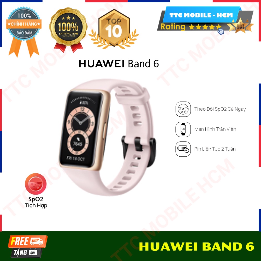 Vòng Đeo Tay Thông Minh HUAWEI Band 6 | Theo Dõi SpO2 Cả Ngày | Màn Hình Tràn Viền | Pin Liên Tục 2 Tuần | NGUYÊN SEAL