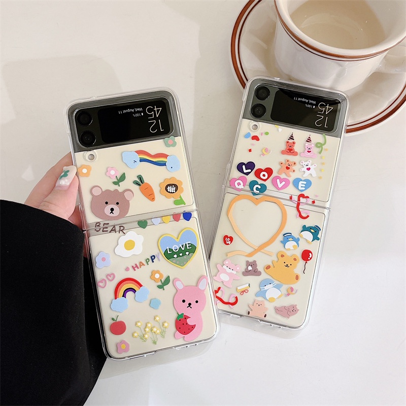 Ốp Samsung Galaxy Z Flip4 5G / Z Flip 4 / Z Flip3 5G / Z Flip 3 trong suốt dễ thương ZF51 ZF52