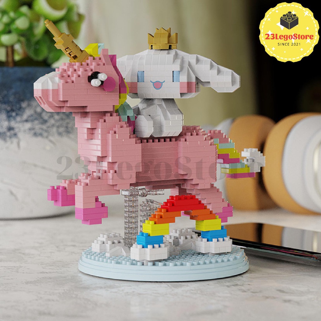 Bộ đồ chơi lắp ghép Ngựa một sừng Unicorn dành cho bé màu hồng cực dễ thương