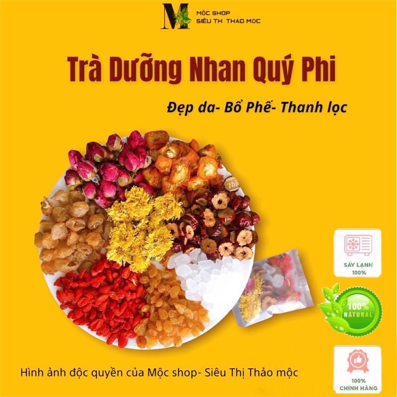 Trà dưỡng nhan Quý Phi (long nhãn,hoa cúc,kỳ tử,hoa hồng,nho xanh, quất tắc,táo đỏ)