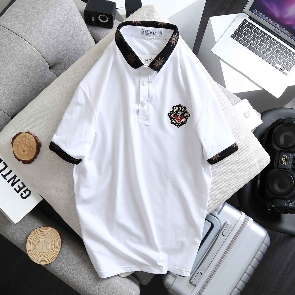 Áo thun Polo nam cotton 100% cổ bẻ phối thêu chữ Logo form ôm dáng chuẩn chất vải thun lạnh mát mẻ