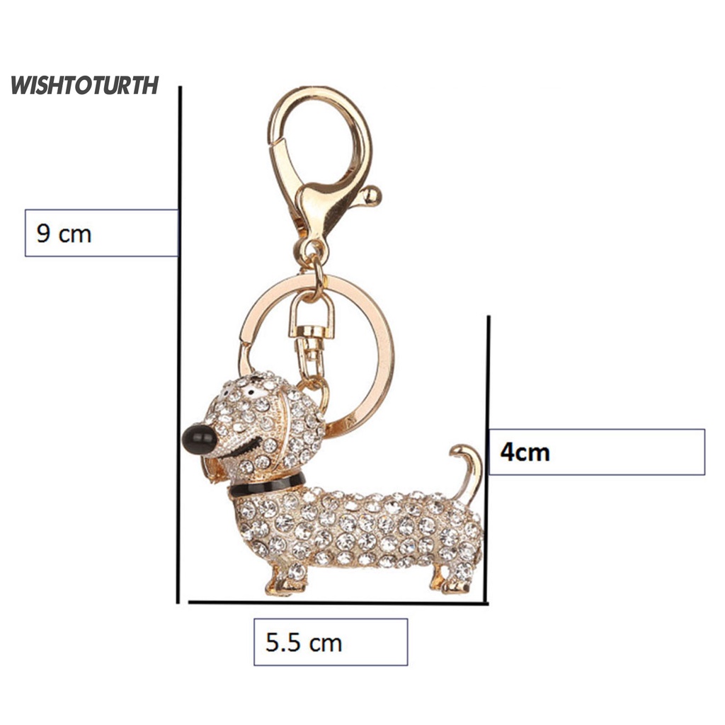 Móc Khóa Hình Chú Chó Dachshund Đính Đá Thời Trang