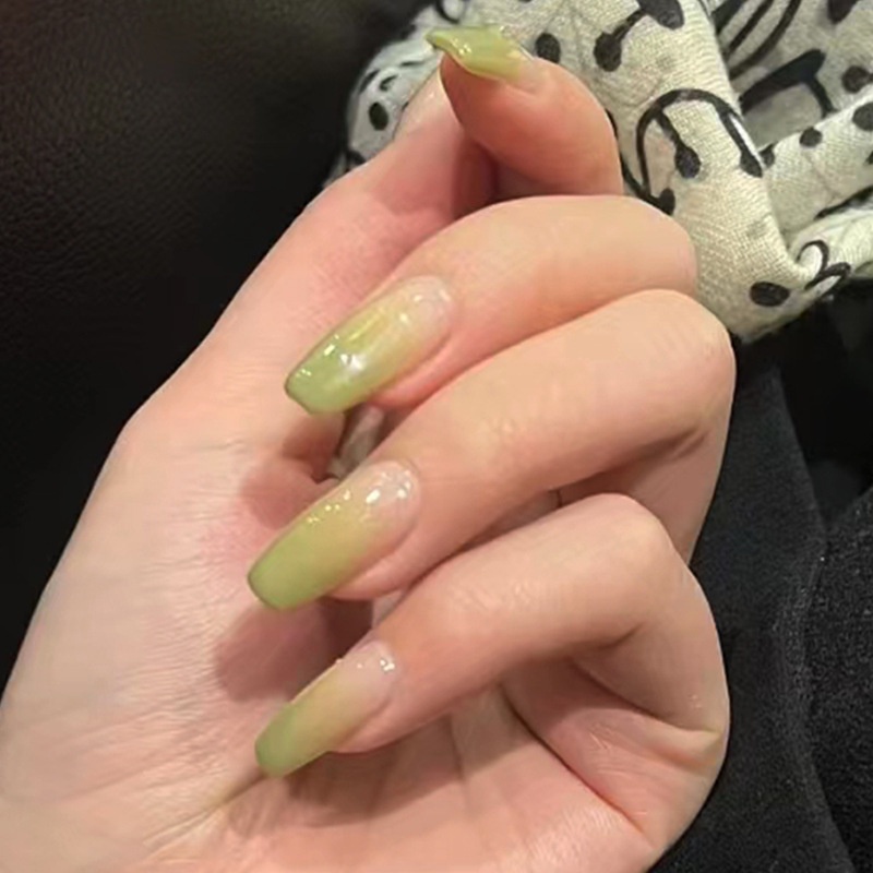 Hộp 24 Móng Tay Giả Màu Xanh Matcha Thời Trang LK13236