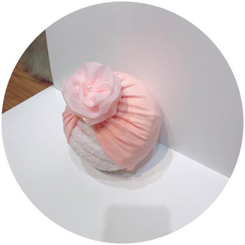 turban nón bé gái- mầu cam hồng dễ thương (4-7kg.6-10kg)