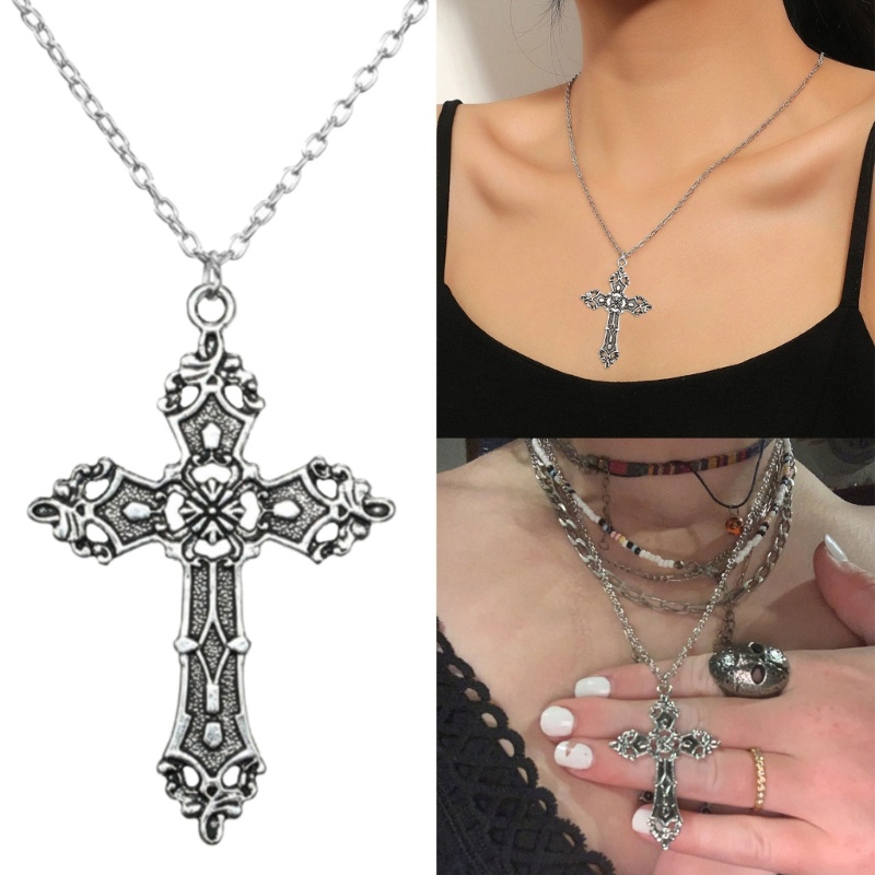 Vòng Cổ Choker Mặt Thánh Giá Phong Cách Gothic Punk Cổ Điển Dành Cho Nam Nữ