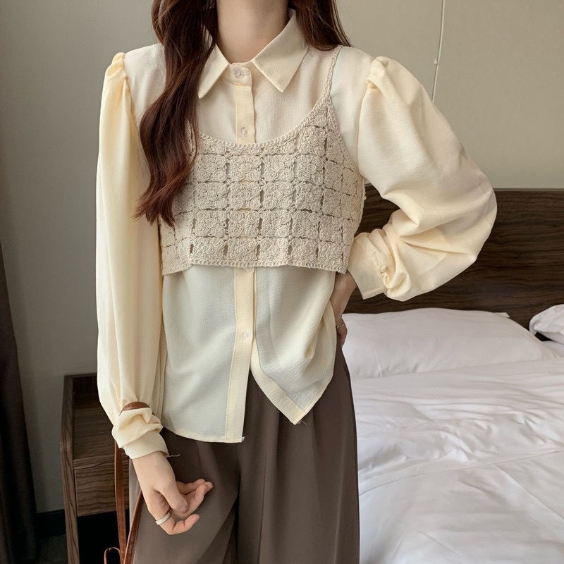 Set Áo Voan Tay Phồng + Áo Hai Dây Và Quần Ngắn Thời Trang Nữ Tính