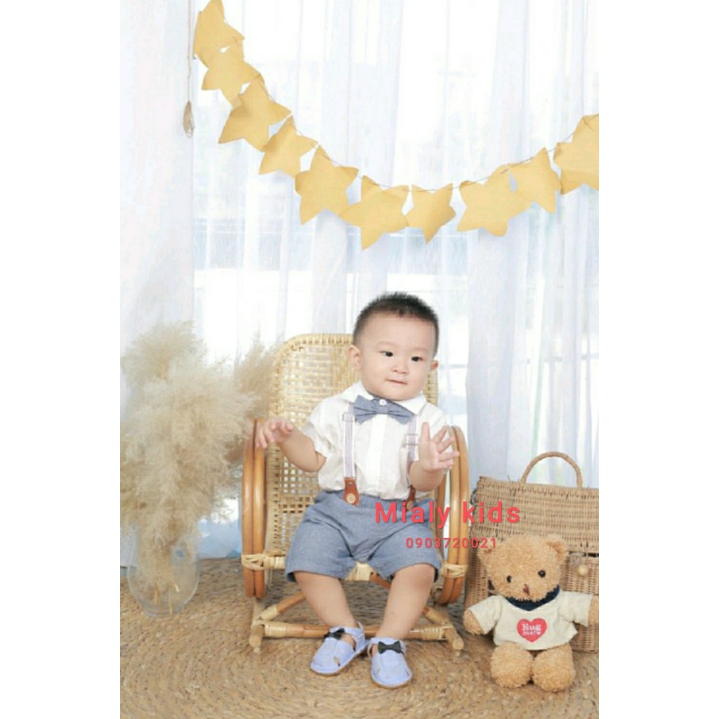Quần áo trẻ em Mialy kids, Set yếm công tử cho bé trai mặc đầy tháng, thôi nôi, đi tiệc  - Vải mềm mại, thoáng