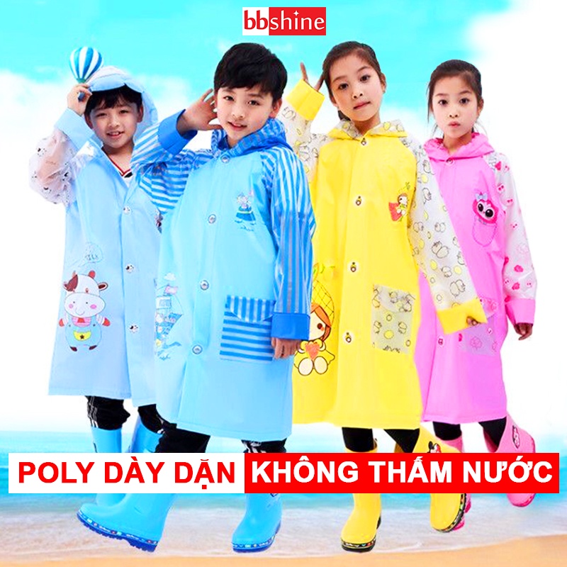 Áo mưa trẻ em, Áo mưa cho bé cao cấp hình thú đáng yêu cho bé 4-10 tuổi BBShine – AM005