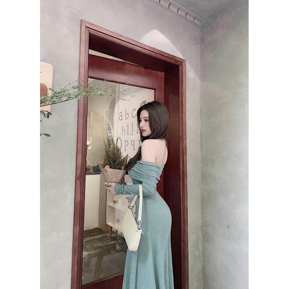 VÁY ĐẦM LEN TRỄ VAI CỰC SANG CHẢNH CHO MÙA THU ĐÔNG