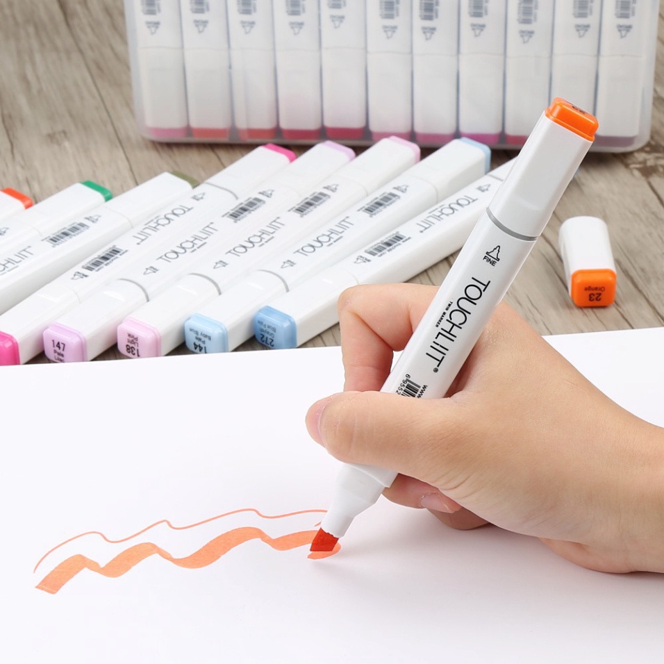 Bút màu Marker Touchliit 6 bản Mới CÓ KHAY Túi Vải 30/60/80 họa cụ bút dạ màu vẽ học sinh -ND