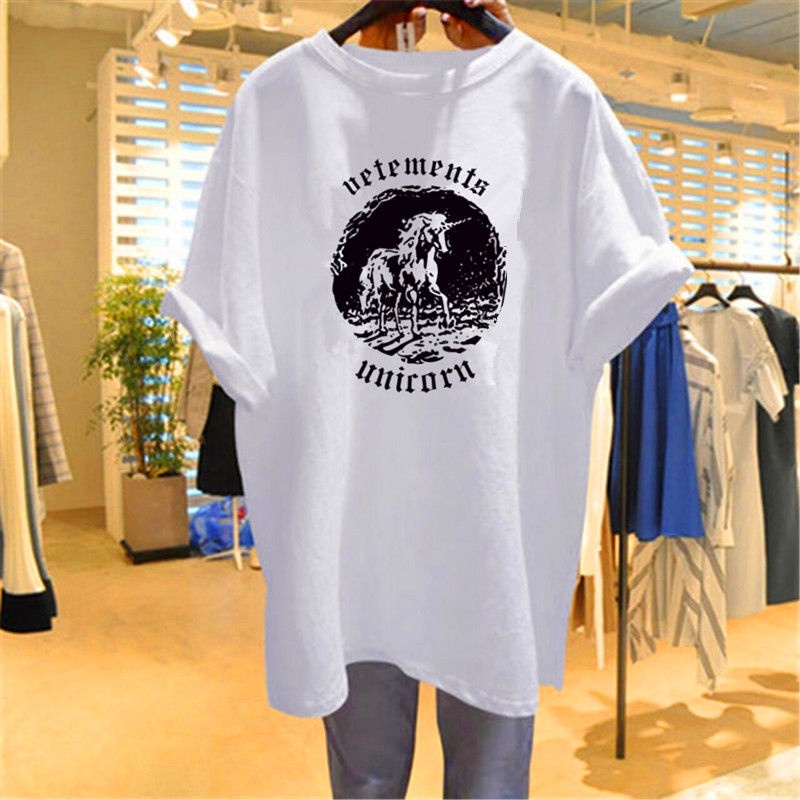 Áo Thun 100% Cotton Tay Ngắn Dáng Rộng In Họa Tiết Thời Trang Mùa Hè Phong Cách Hàn Quốc Cho Nữ