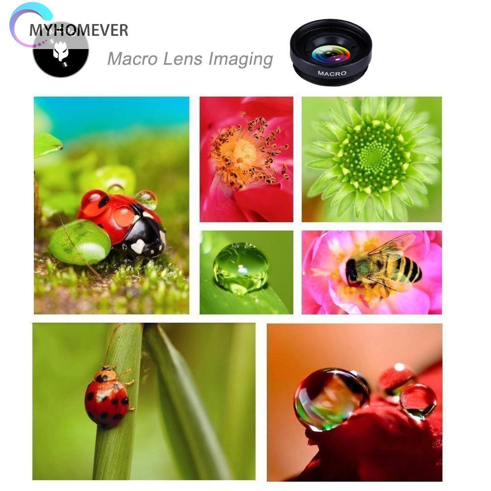 myhomever Clip 3-in-1 180 Fish-Eye Lens+Wide Angle Lens+Macro Lens Black