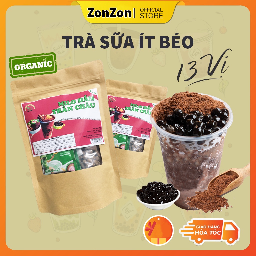 Set trà sữa trân châu milo dầm trà sữa tự pha ít béo (12-15 Ly) công thức chuẩn quán không chất bảo quản