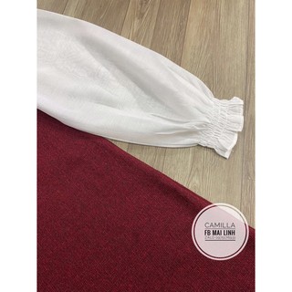 ⚡️BÁN SỈ⚡️Đầm dạ suông pha voan tay cúc bọc