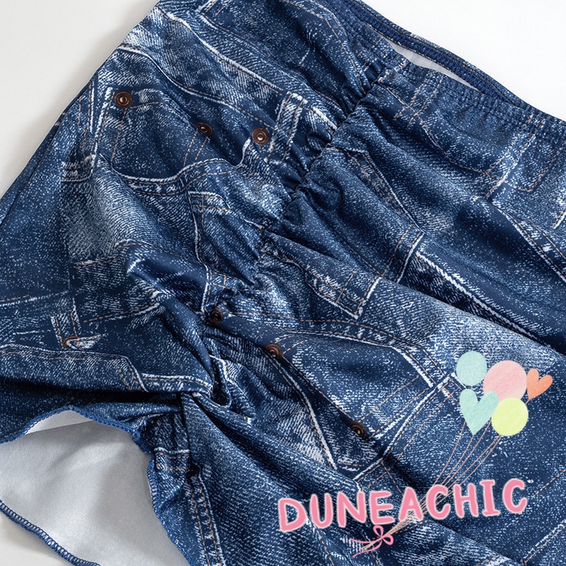 Đầm DUNEA/ Set áo hai dây denim và chân váy DUNEA lưng thấp in họa tiết thời trang mùa hè