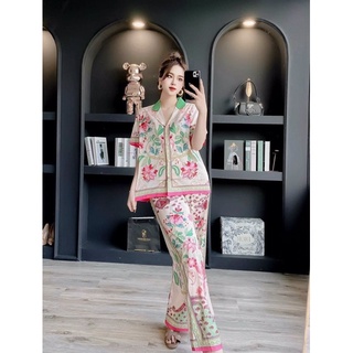 Pijama cộc đùi áo chén đĩa chất đống lụa xước tô châu cao cấp quảng châu DD02.