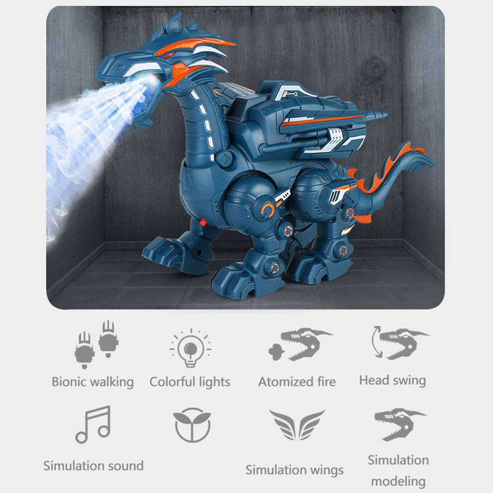 Đồ Chơi Robot Khủng Long Phun Sương Có Đèn Và Âm Thanh Vui Nhộn Cho Bé
