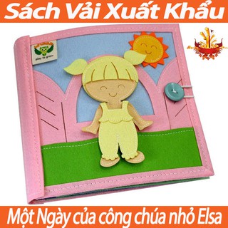 Sách vải một ngày của công chúa nhỏ elsa – dành cho bé gái từ 1 – 10 tuổi| sách vải xuất khẩu khasa