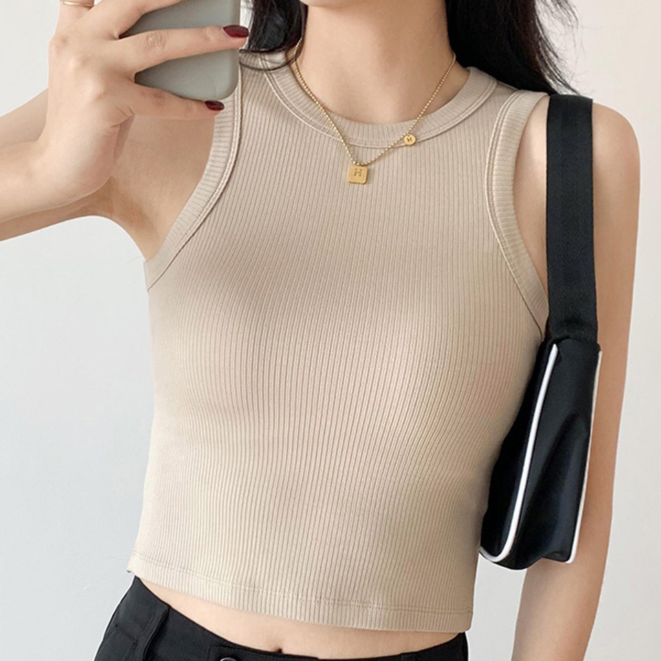 Áo croptop nữ EMME - áo sát nách ba lỗ thun không tay kiểu ôm body tank top co giãn tốt A02 | BigBuy360 - bigbuy360.vn