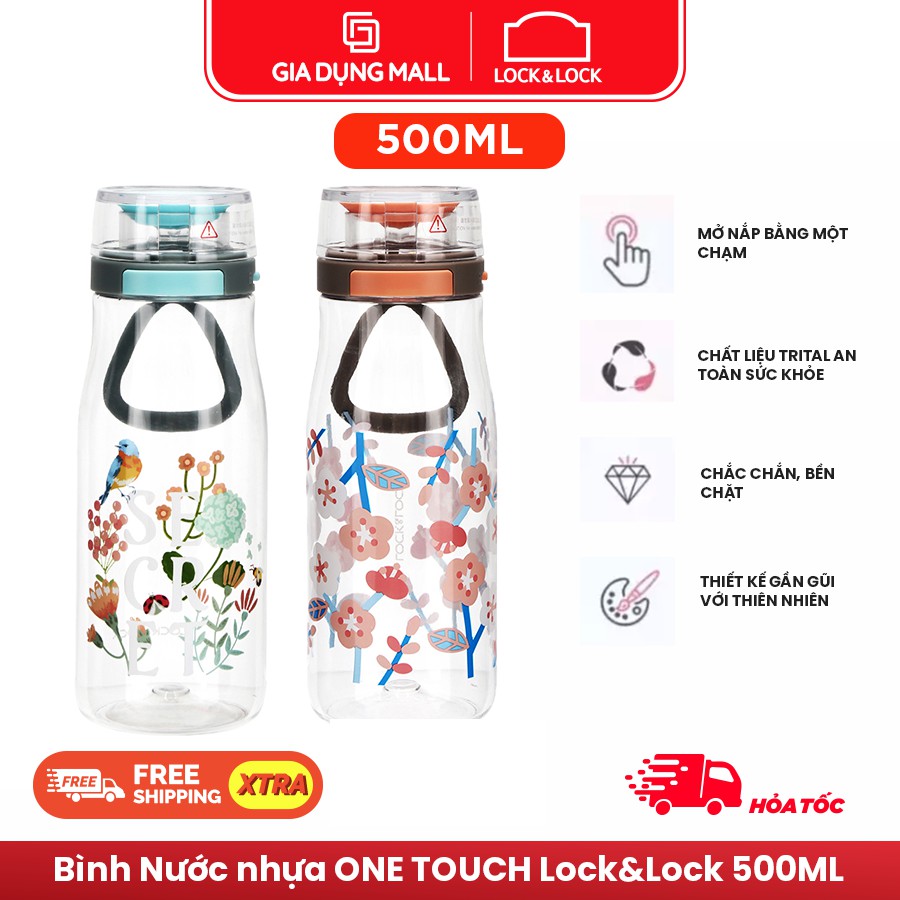 Bình Đựng Nước Nhựa Chịu Nhiệt Lock&amp;Lock One Touch ABF687 (500ml) - Hàng chính hãng
