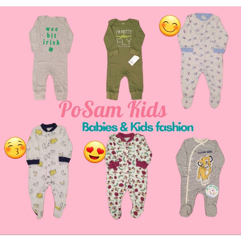 (CHỌN MẪU) Body Sleepsuit, Bodysuit Dài Tay Liền/ Không Liền Tất Vớ Cho Bé Trai Bé Gái 0-24months-PoSam Kids